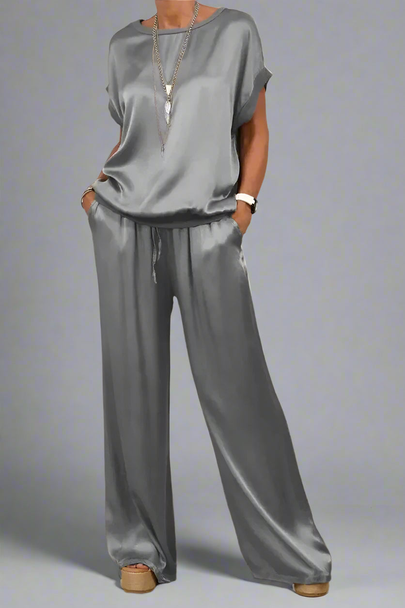 Soft Flow Satin Two-Piece Set