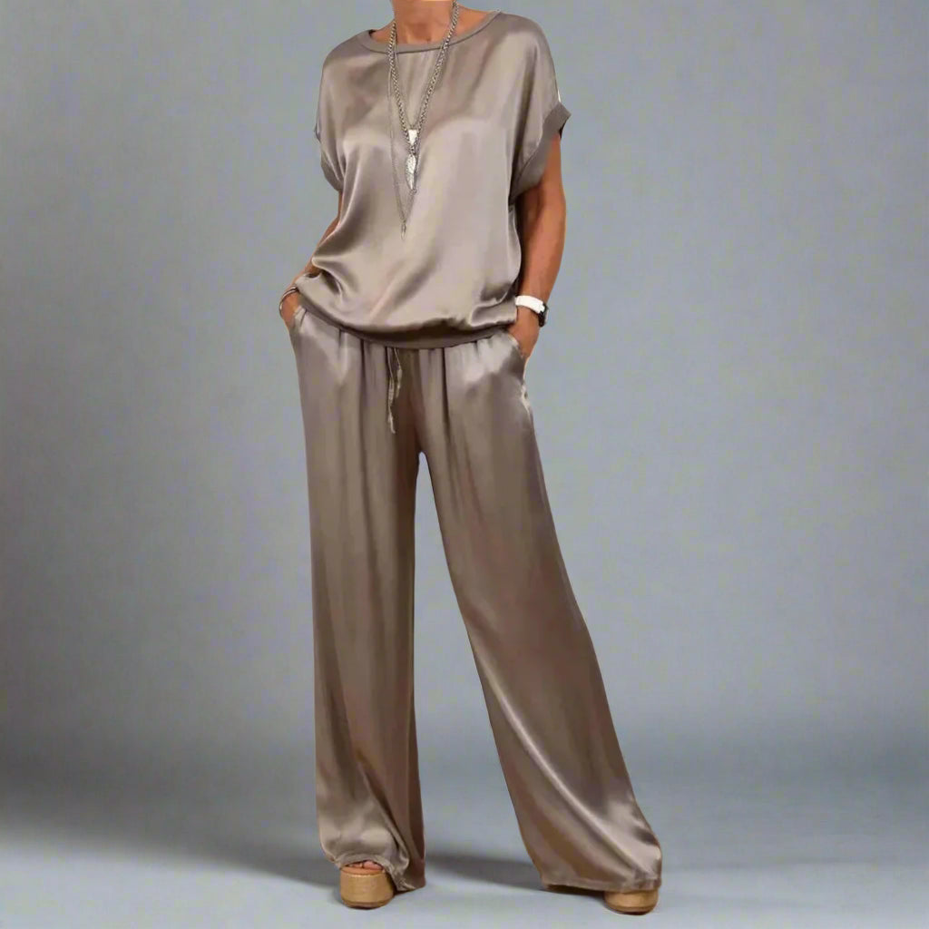 Soft Flow Satin Two-Piece Set