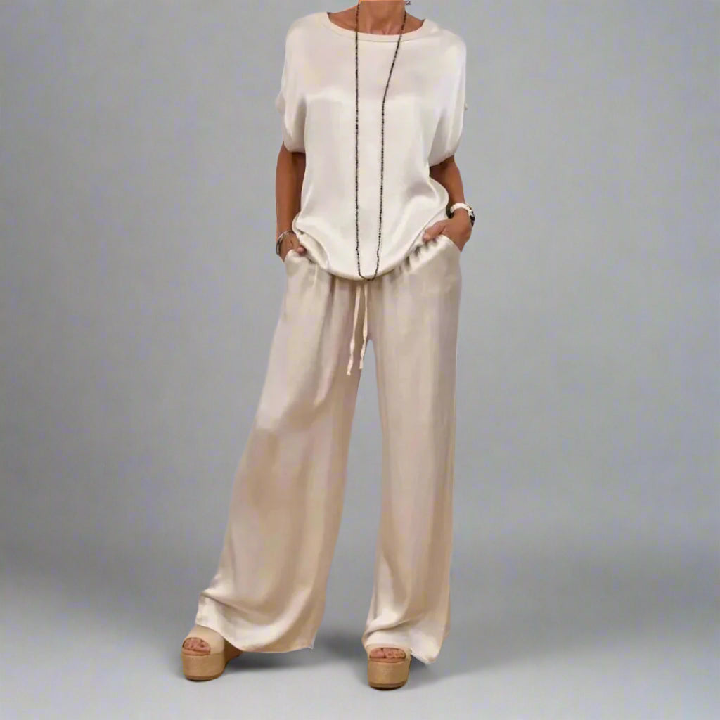 Soft Flow Satin Two-Piece Set