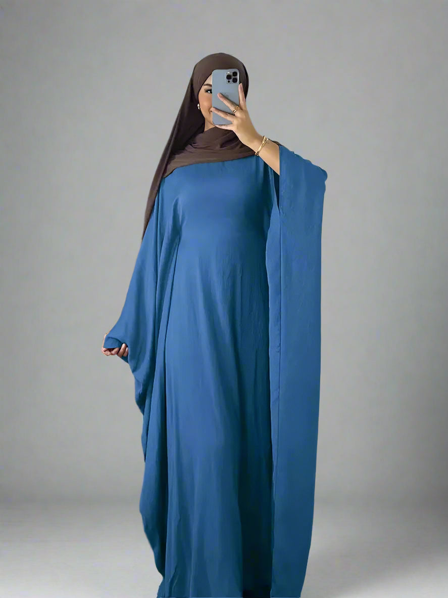Ramadan Eid Soft Crepe Khimar Batwing Abaya Dubai Islam Muslim Modest African Dresses For Women Kaftan Kebaya Robe Femme Musulma