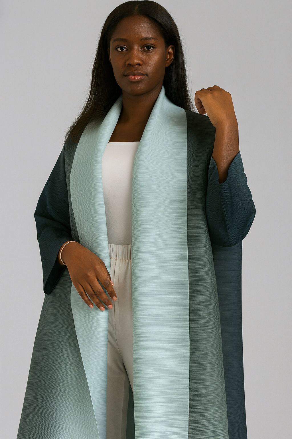 Pleated Ombre Blue Caftan