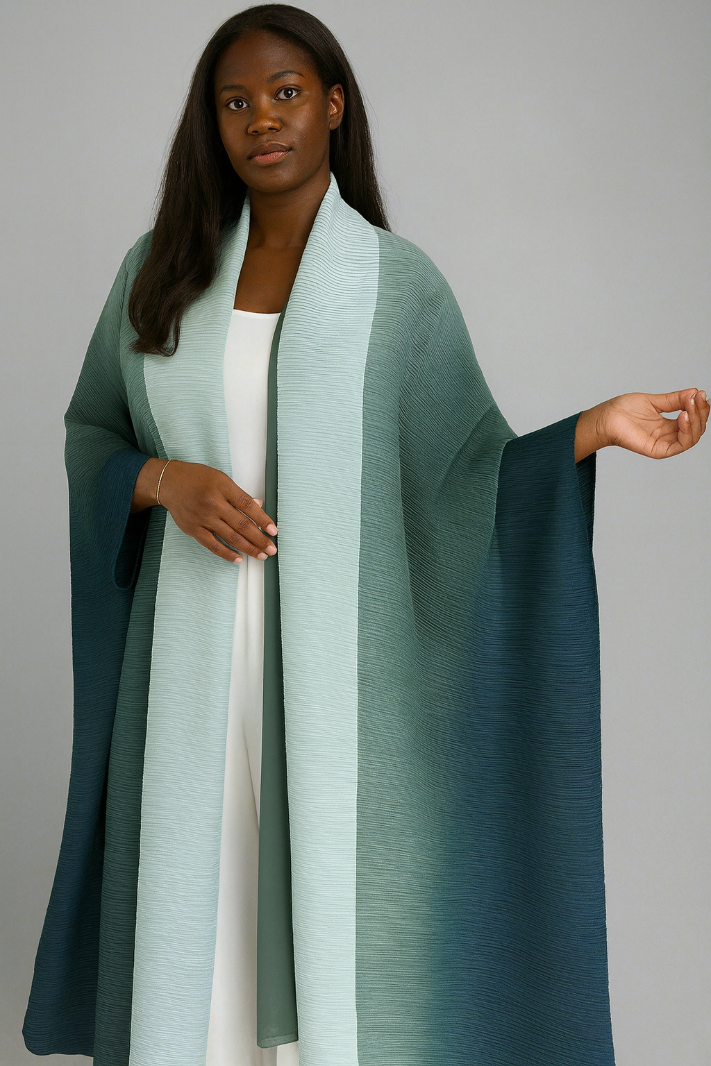 Pleated Ombre Blue Caftan