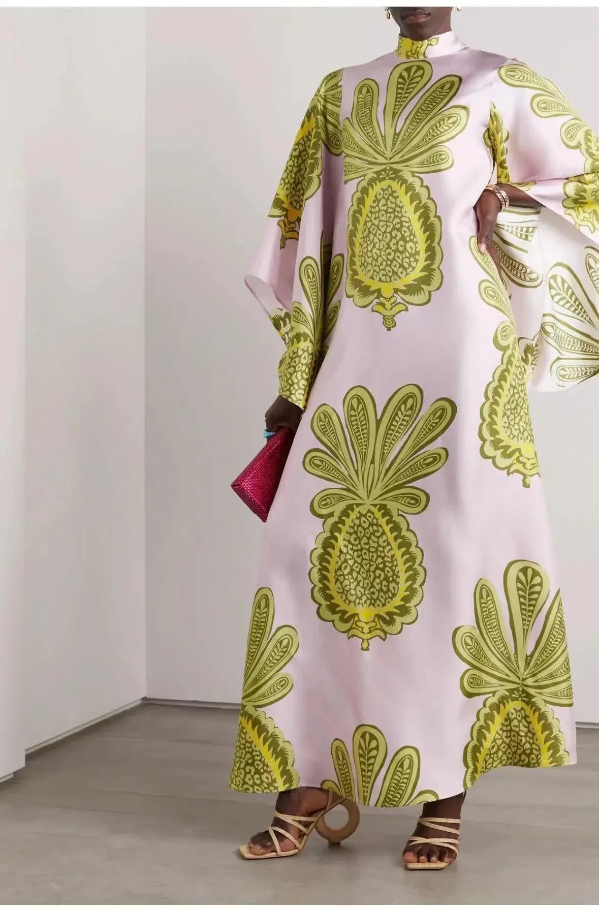 Retro Maxi Dress in Draped Silhouette
