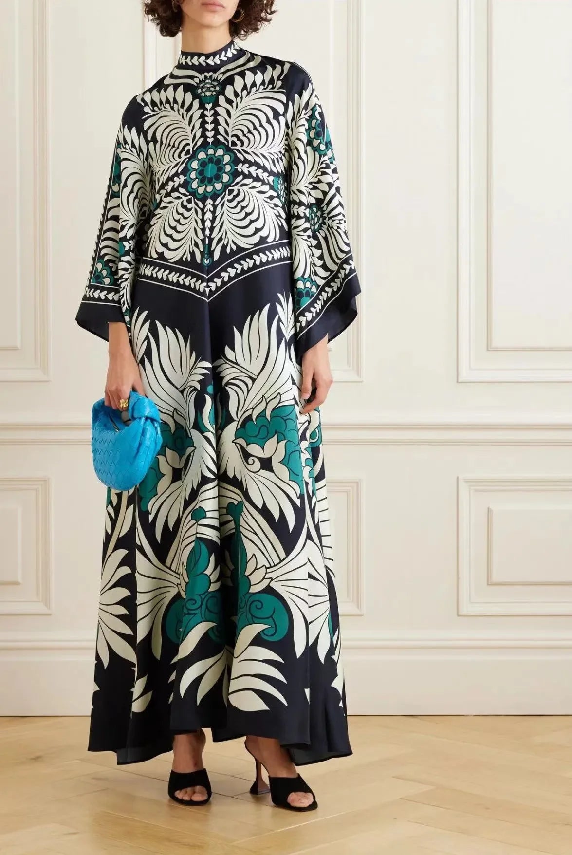 Retro Maxi Dress in Draped Silhouette