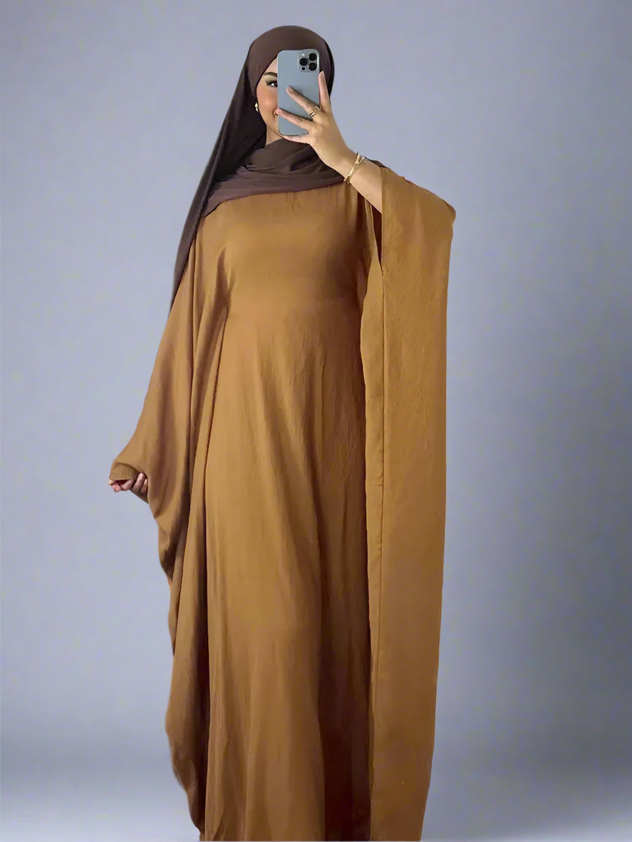 Ramadan Eid Soft Crepe Khimar Batwing Abaya Dubai Islam Muslim Modest African Dresses For Women Kaftan Kebaya Robe Femme Musulma