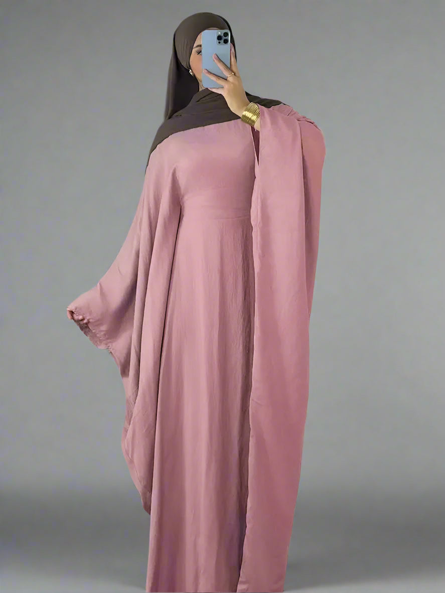 Ramadan Eid Soft Crepe Khimar Batwing Abaya Dubai Islam Muslim Modest African Dresses For Women Kaftan Kebaya Robe Femme Musulma