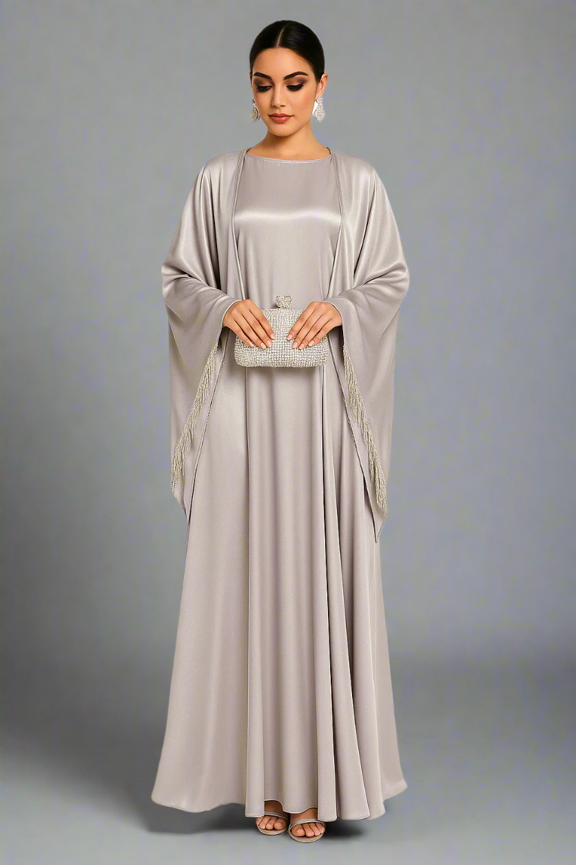 Tassel-Trimmed Abaya Set