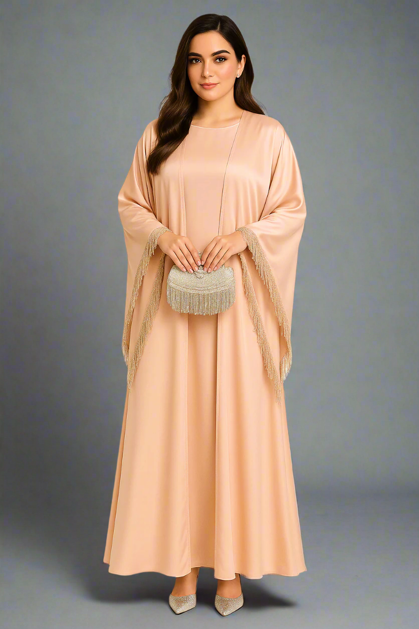 Tassel-Trimmed Abaya Set