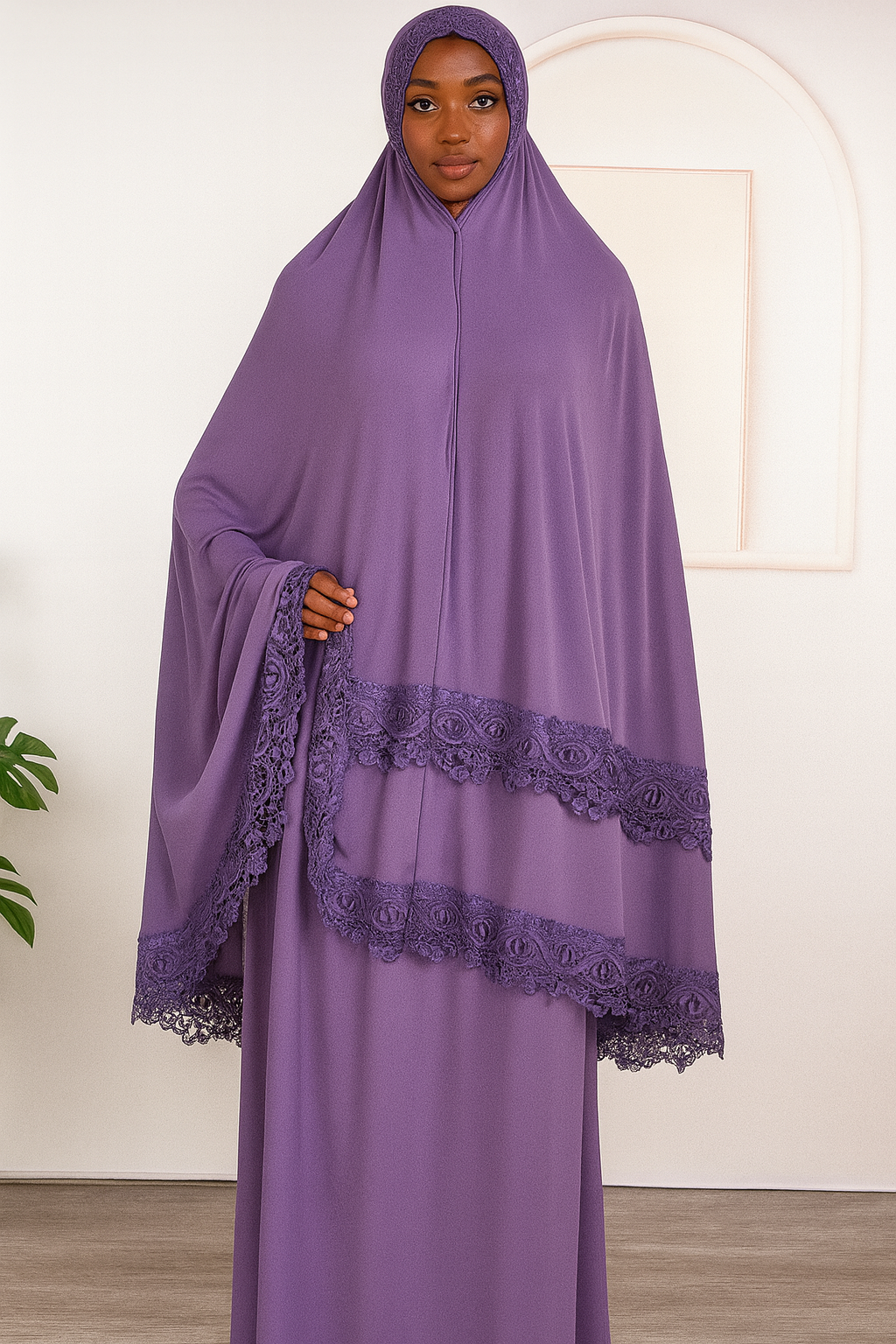 Two-Piece Lace Trim Prayer Set