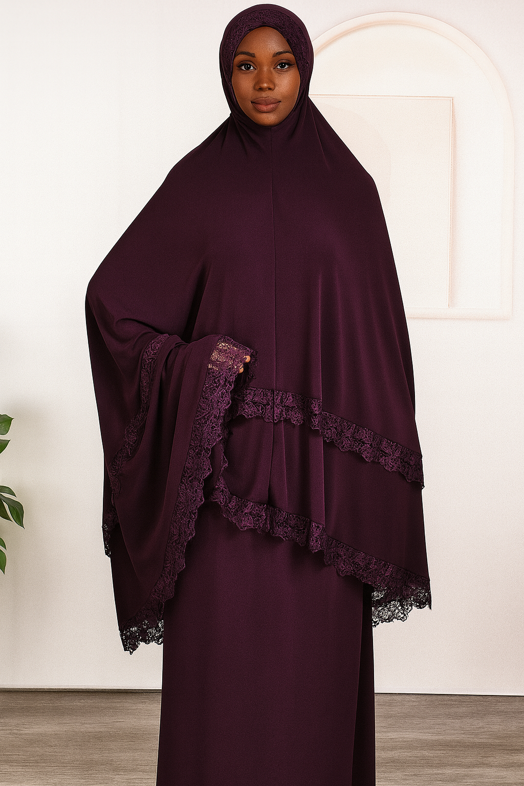 Two-Piece Lace Trim Prayer Set