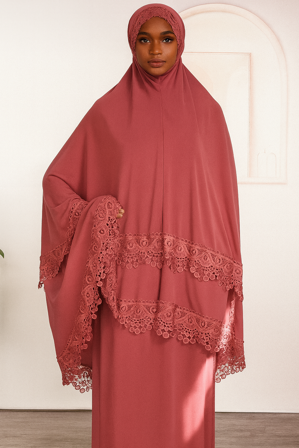 Two-Piece Lace Trim Prayer Set