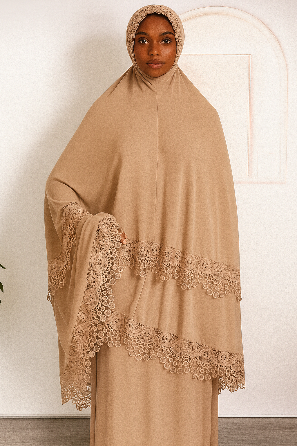 Two-Piece Lace Trim Prayer Set