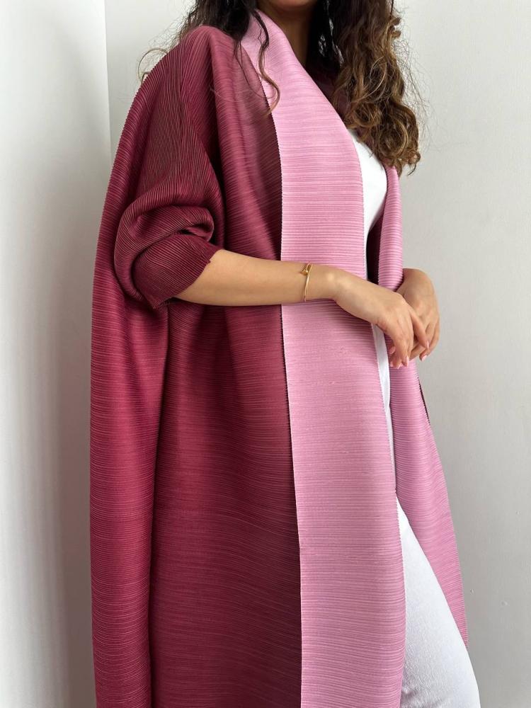 Pleated Ombre Pink Abaya