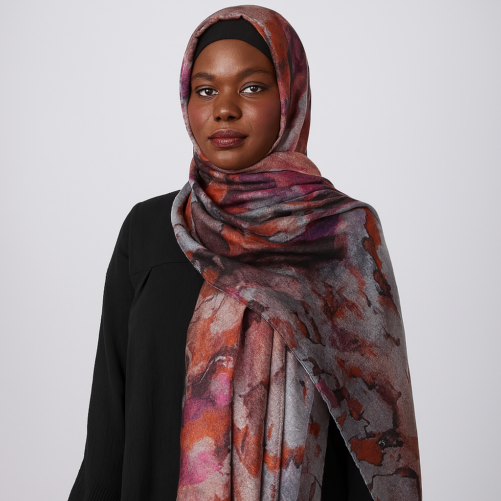 Amber Wash Hijab- Terracotta Ember