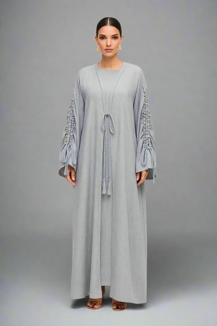 Linen Lace-up Cuffs Kaftan 