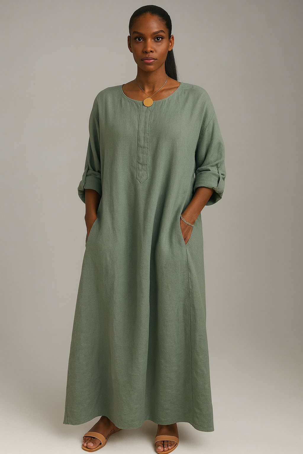 Cotton Linen Caftan Dress