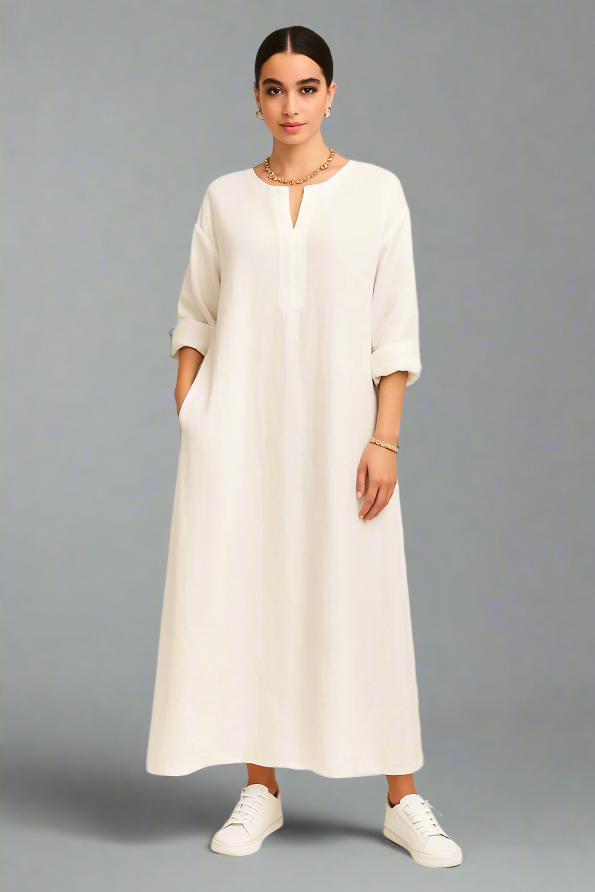 Cotton Linen Kaftan Dress 
