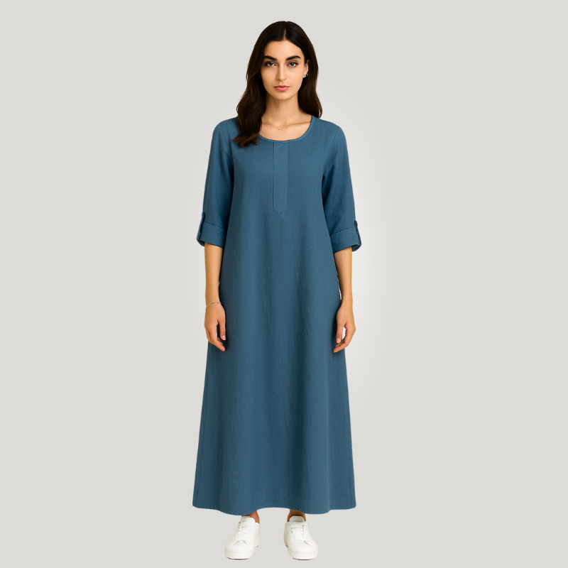 Cotton Linen Kaftan Dress 