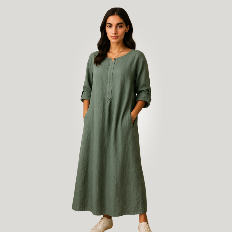 Cotton Linen Kaftan Dress 