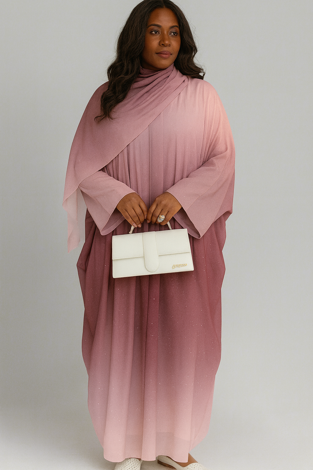 Gradient Glitter Caftan & Scarf set