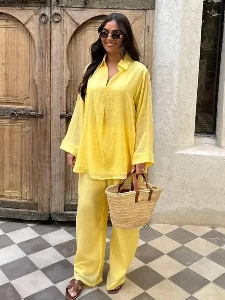 Linen Blouse & Trousers