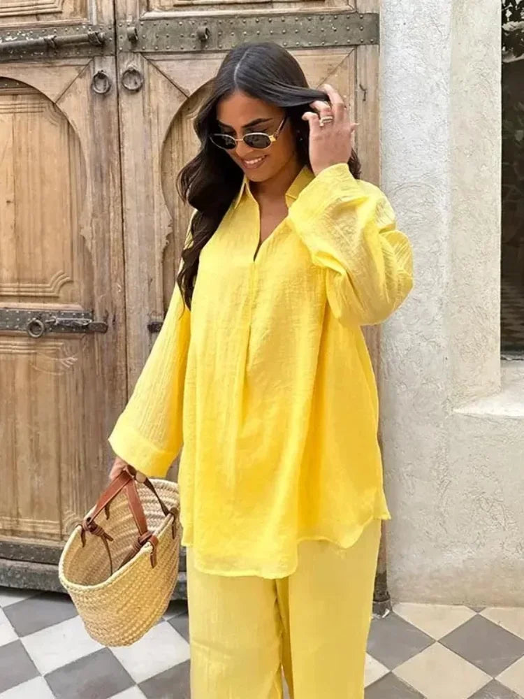 Linen Blouse & Trousers