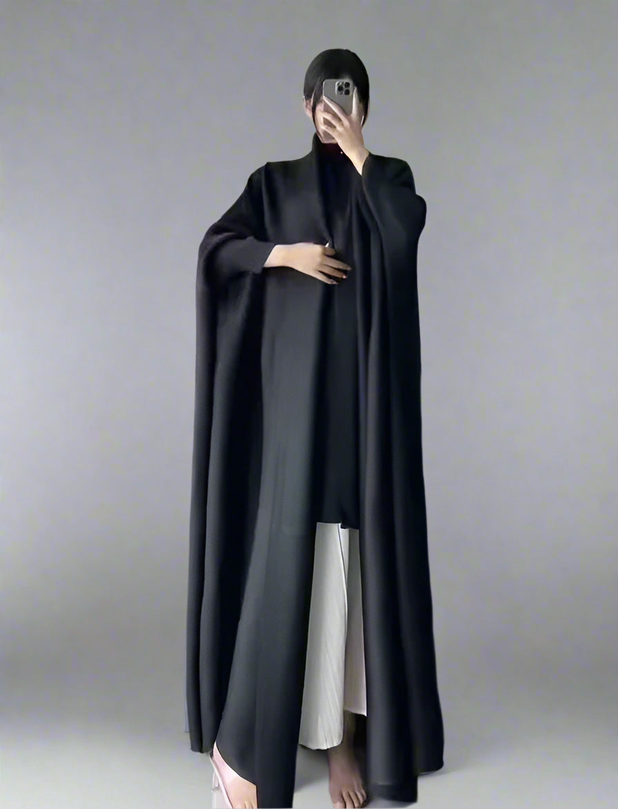 2024 New Gradient Pleated Trench Coat For Women Bat Sleeve Scarf Collar Long Windbreaker Female Fashion Clothing 