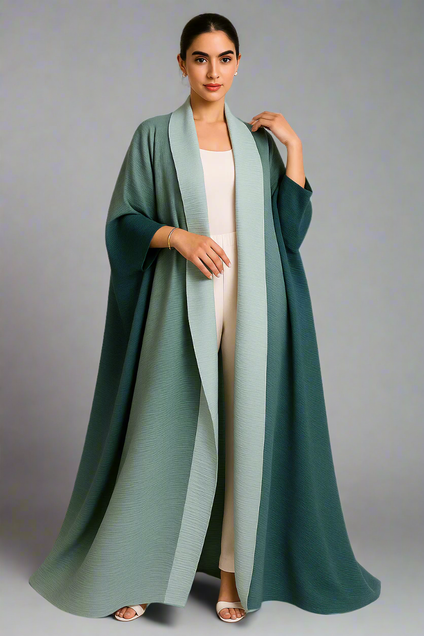 Pleated Ombre Blue Abaya 