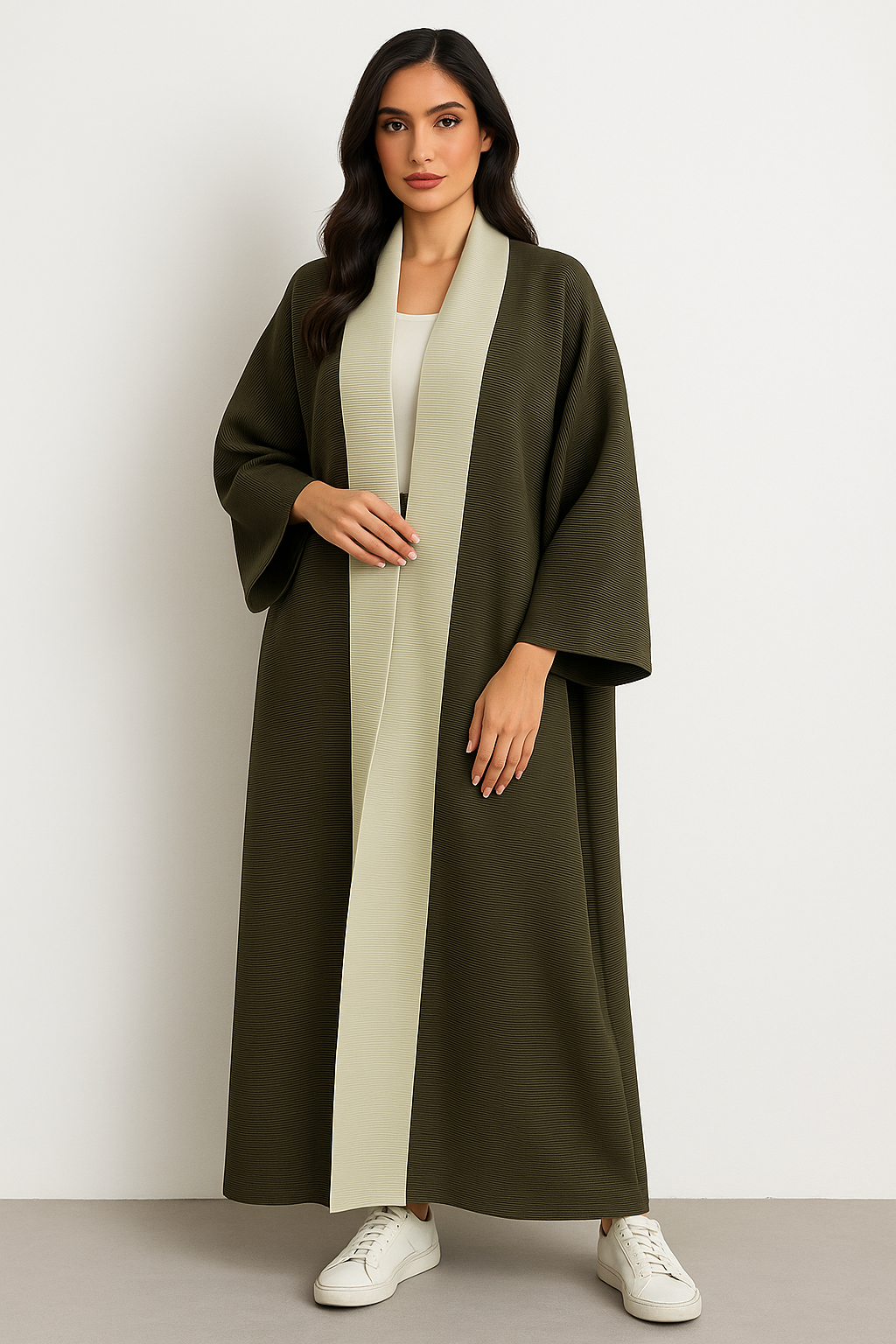 Pleated Ombre Green Abaya 