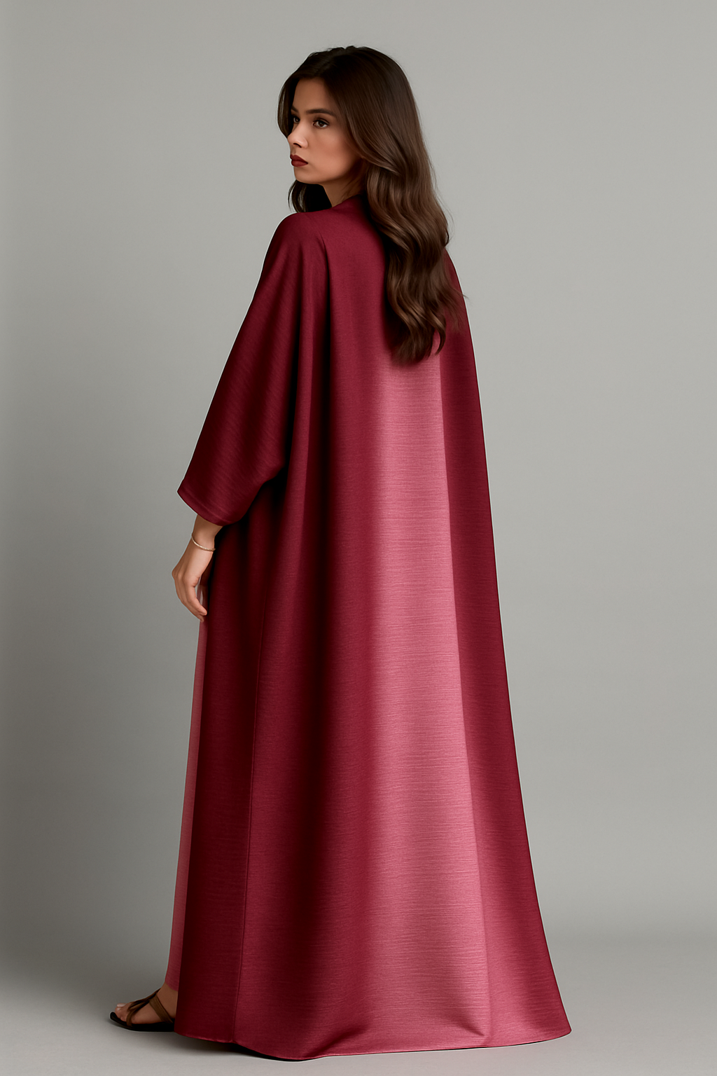 Pleated Ombre Pink Abaya 