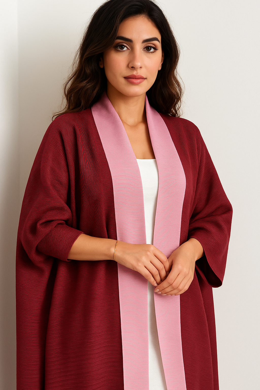 Pleated Ombre Pink Abaya 