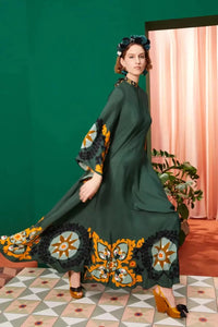 Retro Maxi Dress in Draped Silhouette