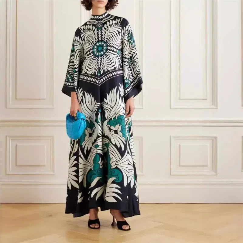 Retro Maxi Dress in Draped Silhouette