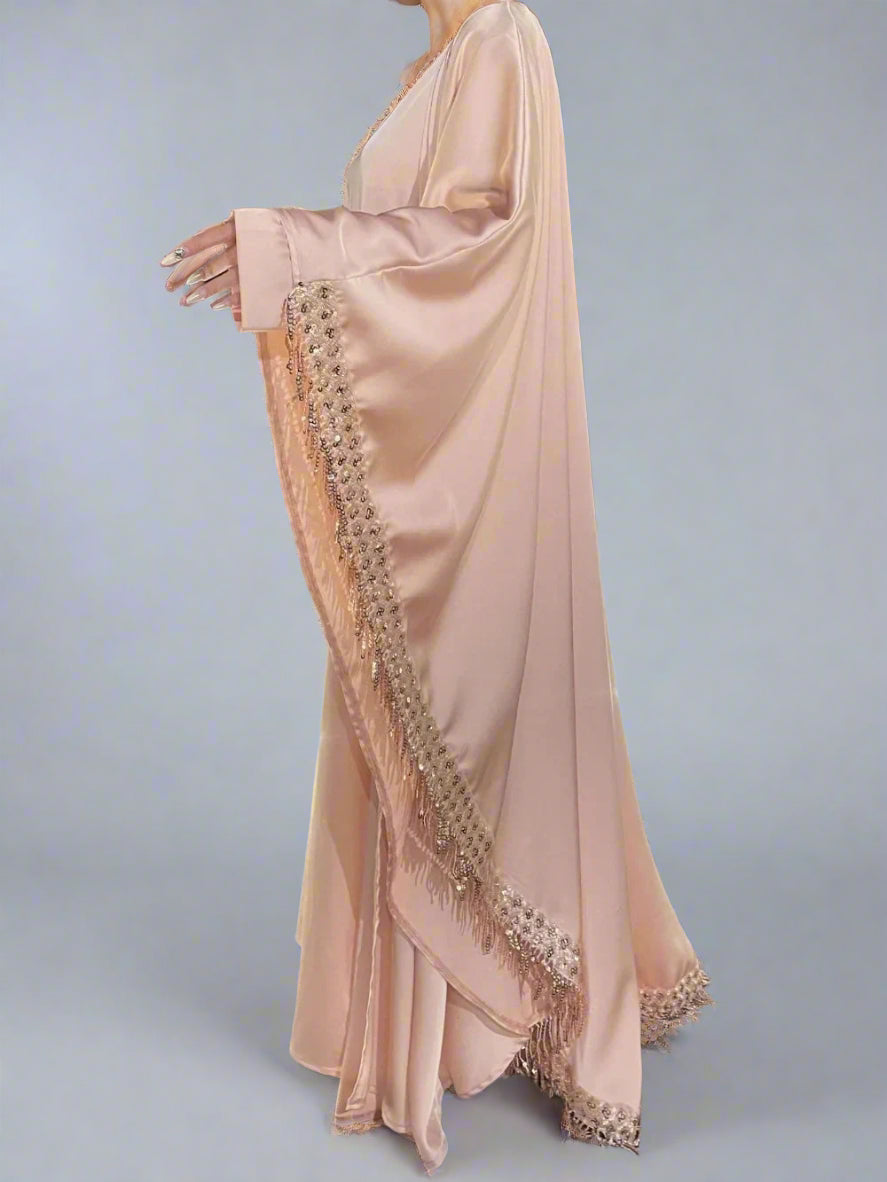 Muslim Women Abaya Dress 2 Piece Set Tassel Jalabiya Eid  Ramadan Abayas Morocco Party Cardigan Robe Kaftan Dubai Arab Vestidos 