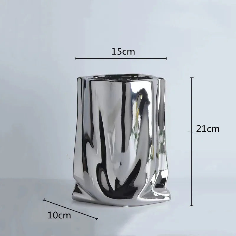 Silver Ceramic Vase