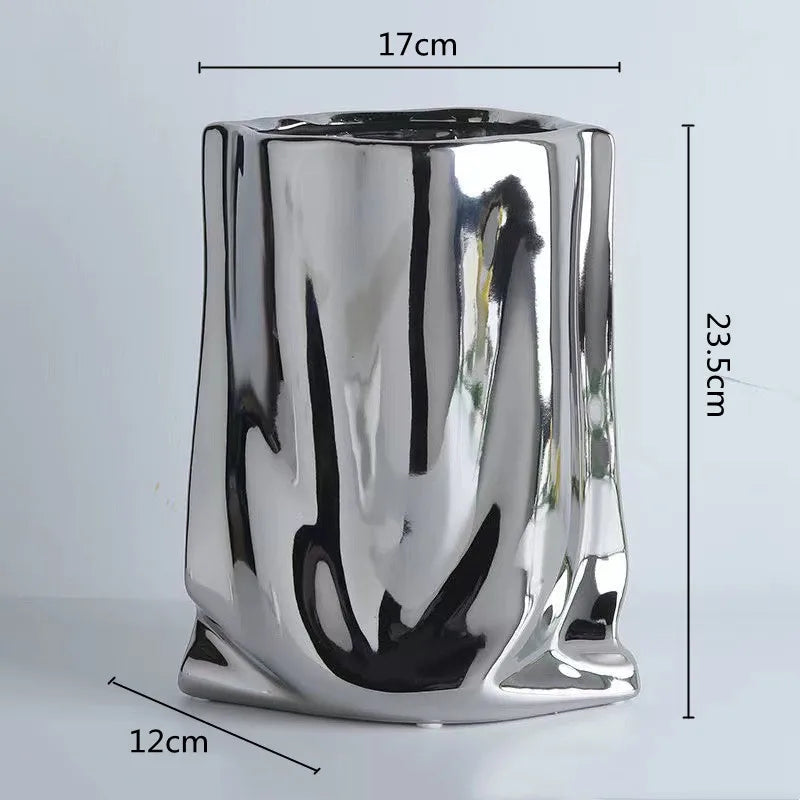 Silver Ceramic Vase