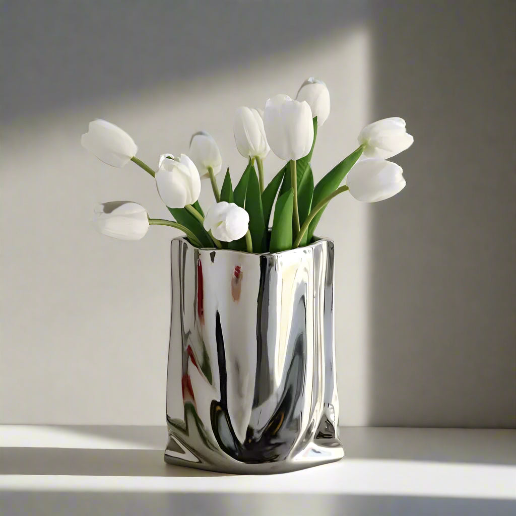 Silver Ceramic Vase