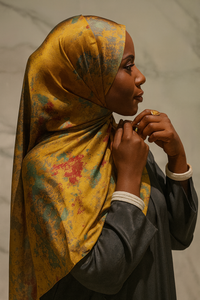 Silky Marble Hijab Golden