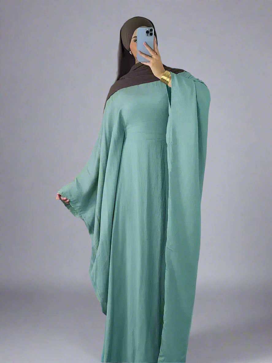Ramadan Eid Soft Crepe Khimar Batwing Abaya Dubai Islam Muslim Modest African Dresses For Women Kaftan Kebaya Robe Femme Musulma 