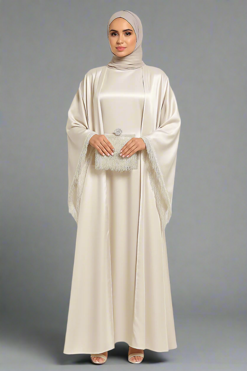 Tassel-Trimmed  Abaya Set 