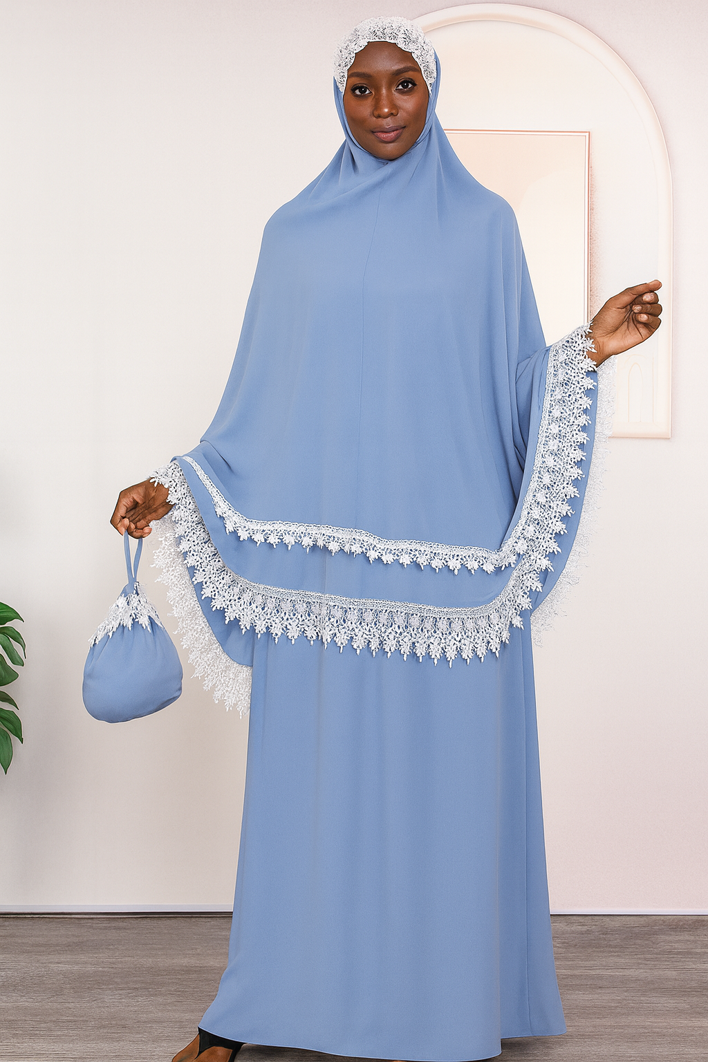 Two-Piece Lace Trim Prayer Set