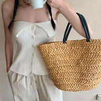 Woven Straw Tote Bag
