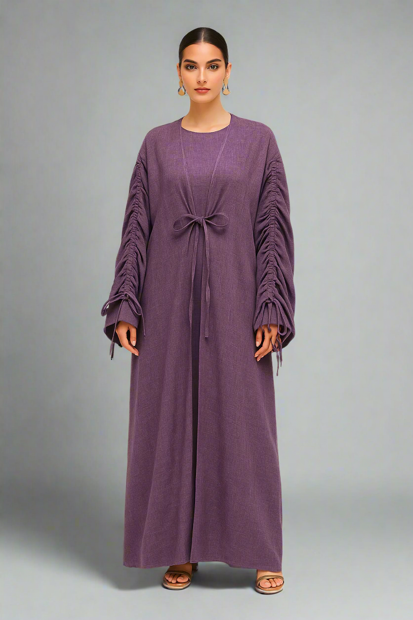Linen Lace-up Cuffs Kaftan 