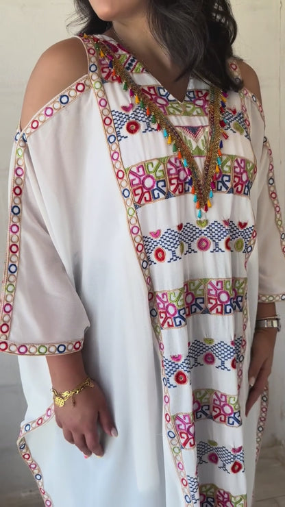 White Kaftan with Embroidery